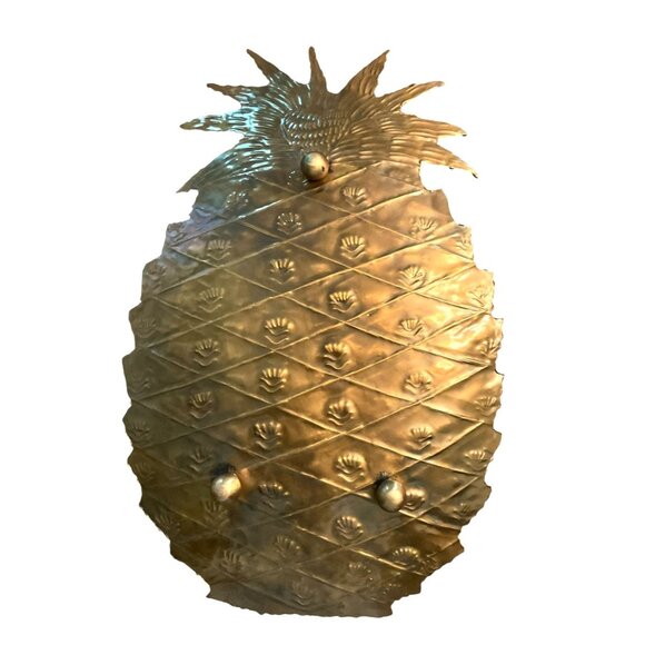 Pineapple-Shaped Brass Platter Metal Design Decorative - Picture 8 of 9